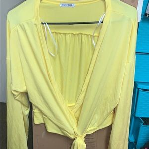 Yellow Tie in Front Shirt